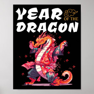 Poster Année du Dragon Drôles de Dragons Signe du zodiaqu