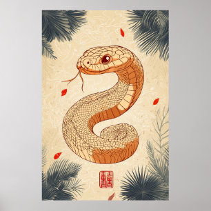 Poster Année du serpent Majestic Cobra Double Bonheur