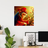 Poster Année du singe 11 (Bureau à domicile)