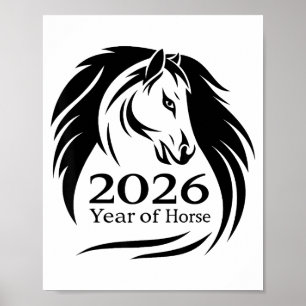 Poster Année festive de la Cheval de Feu 2026 Nouvel An c