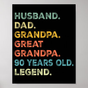 Poster Année Mari Papa Grand-père Arrière-grand-père