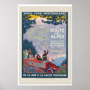 Poster Années 1920 La Route Des Alpes Style Vintage Franç