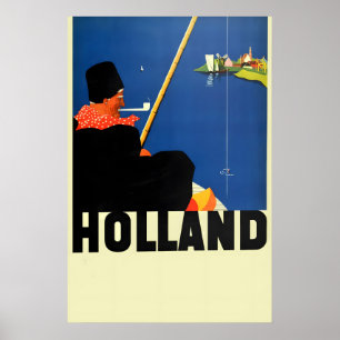Poster Années 1930 “Hollande” Style Vintage Ancien Monde