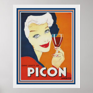 Poster Années 1930 Picon Apertif Français Ad- 16x20