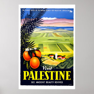 Poster Années 1940 Visitez la Palestine Israël Beauté Ant