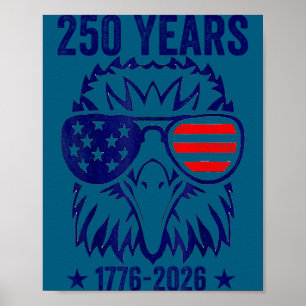 Poster Années 250 Drapeau Américain 250e Anniversaire
