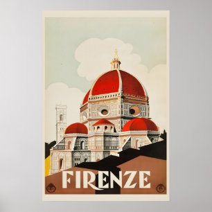 Poster Années 30 Firenze Florence Italie Duomo Style Vint