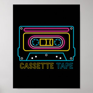 Poster Années 80 90 Neon Cassette Ghettobaster
