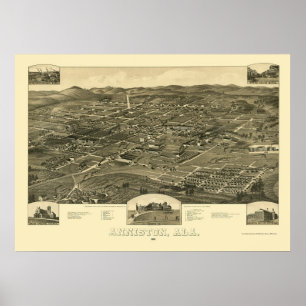 Poster Anniston, AL Carte panoramique - 1887