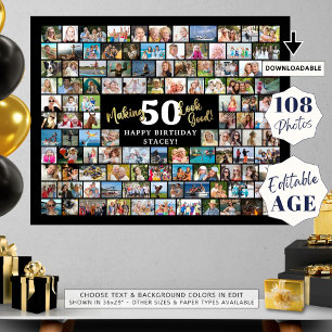 Poster Anniversaire 108 Photo Collage rendre l'âge a l'ai