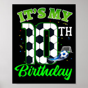 Poster Anniversaire 10 ans Football Garçon Fille Enfants 