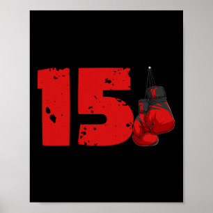 Poster Anniversaire 15 ans Boxe Adolescent de quinze ans