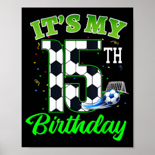 Poster Anniversaire 15 Ans Football Garçon Fille Enfants