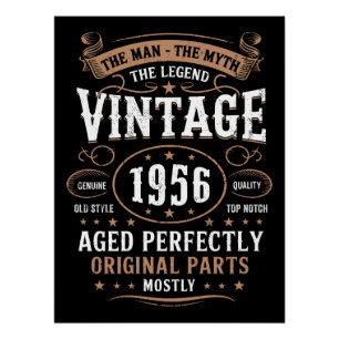Poster Anniversaire 1956 Vintage The Man The Legend 70 an
