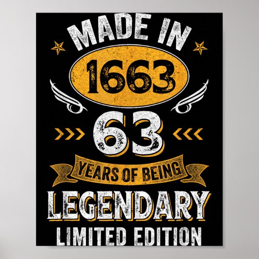Poster Anniversaire 1963 63 ans Vintage (Devant)