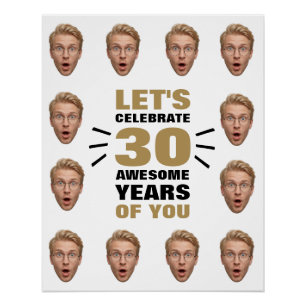 Poster Anniversaire 30 ans drôle avec visage personnalisé