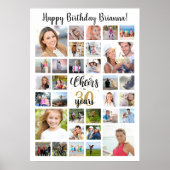 Poster Anniversaire 32 Photo Collage Hourire aux années (Devant)
