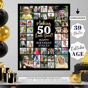 Poster Anniversaire 39 Photo Collage Rendre AGE Bon