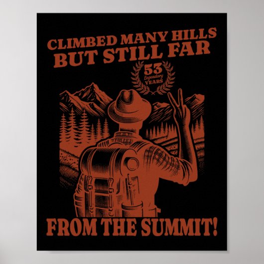 Poster Anniversaire 53 drôle Randonnée – Grimper de nombr (Devant)