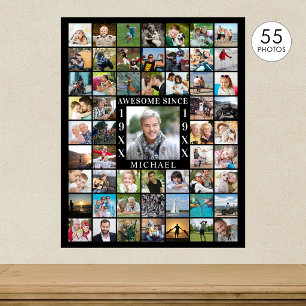 Poster Anniversaire 55 Collage de photos INCROYABLE DEPUI