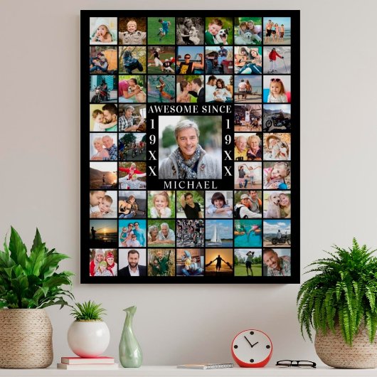 Poster Anniversaire 55 Photo Collage AWESOME DEPUIS