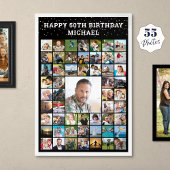 Poster Anniversaire 55 Photo Collage de texte et de coule