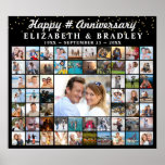 Poster Anniversaire 59 Photo Collage Confetti Personnalis<br><div class="desc">Créez un mariage anniversaire de commémoration photo affichage poster imprimer pour chaque année anniversaire en utilisant ce modèle de collage photo facile à télécharger avec 59 photos du couple spécial à travers les années pour le décor de fête et/ou comme un gardien. Le design présente votre titre personnalisé dans une...</div>