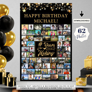 Poster Anniversaire 62 Photo Collage # Années dans la fab