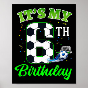 Poster Anniversaire 6 ans Football Garçon Fille Enfants F