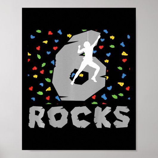 Poster Anniversaire 6 ans grimpeuse de 6 ans grimpeuse Bi (Devant)