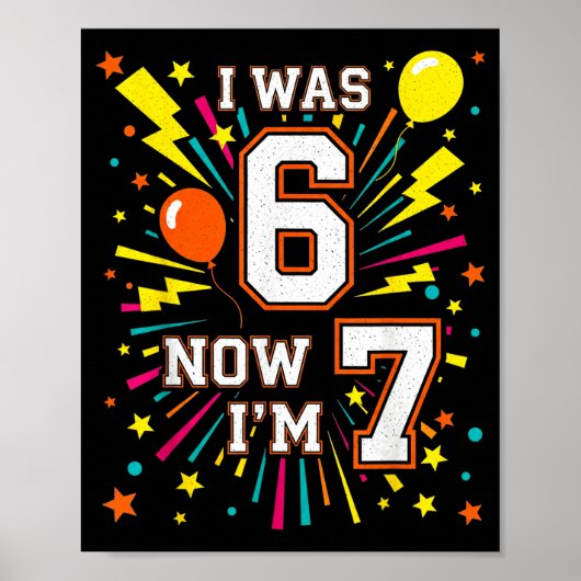 Poster Anniversaire 7 Ans J'avais 6 Ans Maintenant J'ai 7 (Devant)