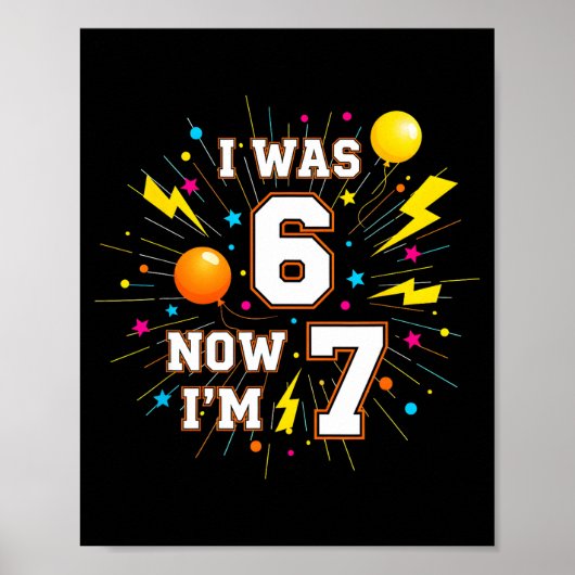 Poster Anniversaire 7 Ans J'avais 6 Ans Maintenant J'ai 7 (Devant)