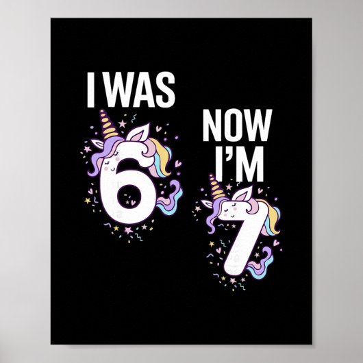 Poster Anniversaire 7 Ans J'avais 6 Ans Maintenant J'ai 7 (Devant)
