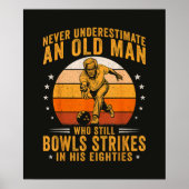 Poster Anniversaire 80 ans de Grand-père de bowling (Devant)