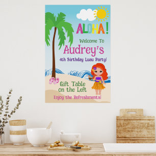 Poster Anniversaire Aloha Luau