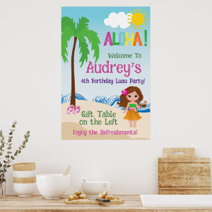 Poster Anniversaire Aloha Luau