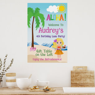 Poster Anniversaire Aloha Luau