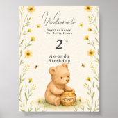 Poster Anniversaire Bébé Fleur Honey Bear (Devant)