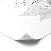 Poster Anniversaire blanc violet fleurs argent bienvenue (Coin)