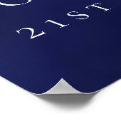 Poster Anniversaire bleu marine ballons blancs bienvenue (Coin)