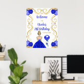 Poster Anniversaire Blonde Princess Royal Blue Bienvenue (Bureau à domicile)