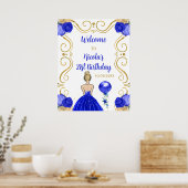 Poster Anniversaire Blonde Princess Royal Blue Bienvenue (Cuisine)