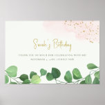 Poster Anniversaire botanique Tropical Eucalyptus Rose<br><div class="desc">Si vous avez besoin d'une personnalisation ou d'autres éléments correspondants,  n'hésitez pas à me contacter à l'adresse info@yellowfebstudio.com</div>