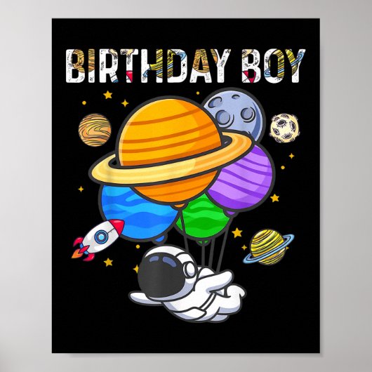 Poster Anniversaire Boy Astronaut Espace Thème Anniversai (Devant)