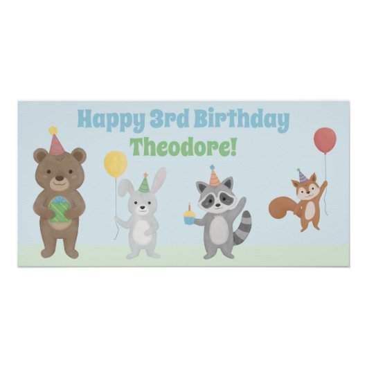 Poster Anniversaire d'animaux de fête (Devant)