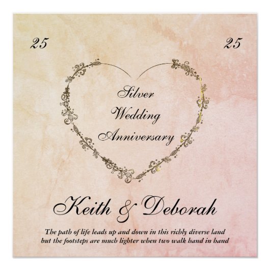 Poster Anniversaire d'argent personnalisable (Devant)