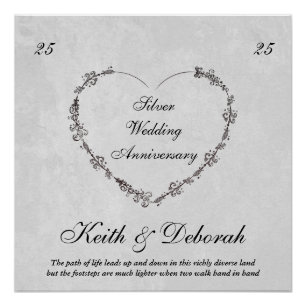 Poster Anniversaire d'argent personnalisable