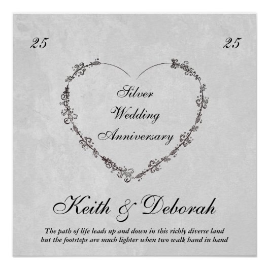 Poster Anniversaire d'argent personnalisable (Devant)