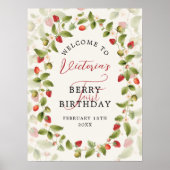 Poster ANNIVERSAIRE DE BÉBÉ Doux FRAISE SAUVAGE (Devant)