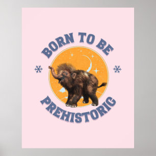Poster Anniversaire de bébé mammouth préhistorique drôle